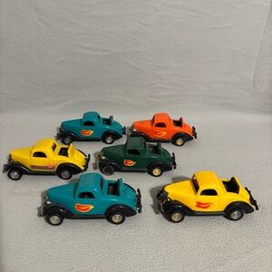 Lot of 6 Vtg. Strombecker 1936 Ford Coupe Plastic Toy Cars made in USA